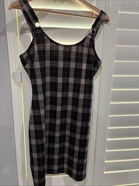 Planet Gold Black and White Plaid Mini Dress